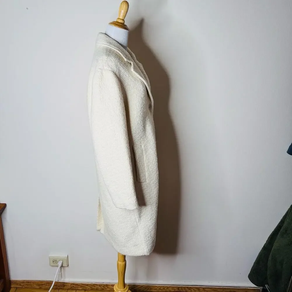 Abercrombie Ivory Wool Blend Dad Coat